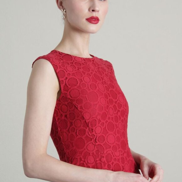 MaxMara StudioElegant Red Lace Midi Dress - Picture 4 of 16